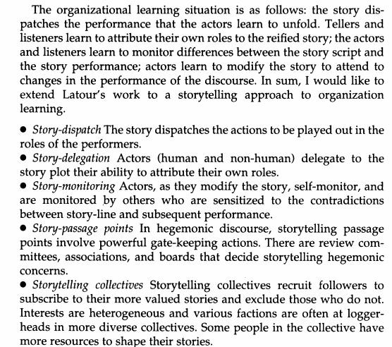 p. 438 in Boje article on latour storytelling
